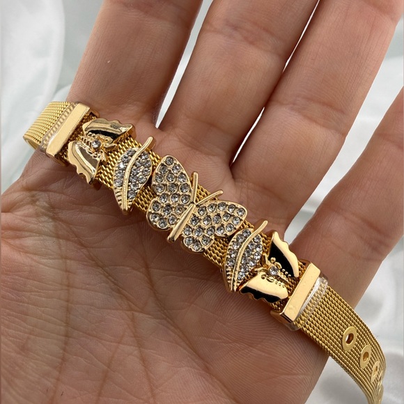 Popular charms Gold Butterfly flowers floral Bracelet - Picture 8 of 11